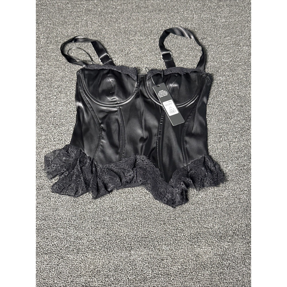 Fashion Nova Size Small Black Timeless Temptation Satin Corset Top #1010